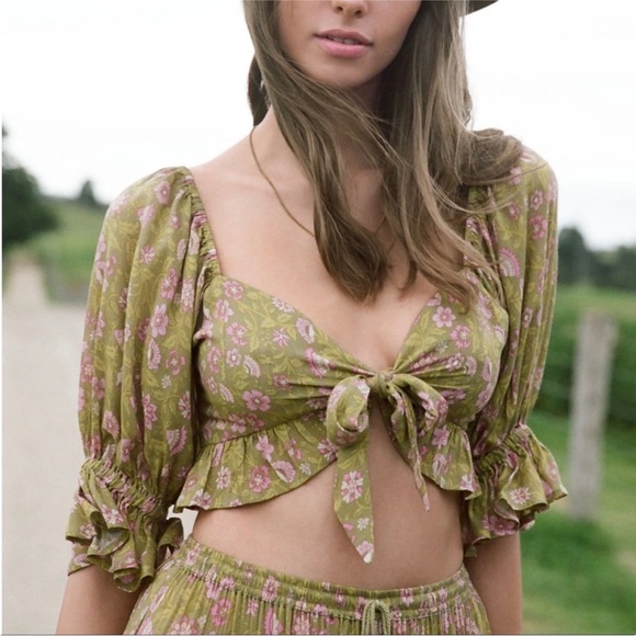 Spell & the Gypsy floral bohemian dahlia top on bronze NEW - Picture 1 of 7